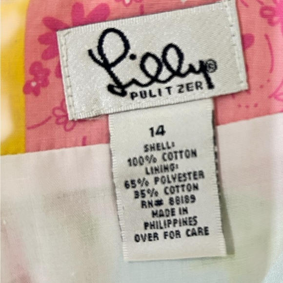 Lilly Pulitzer Vtg 90’s pink blue green Multicolor Patchwork A-Line Skirt 14 - Picture 6 of 6